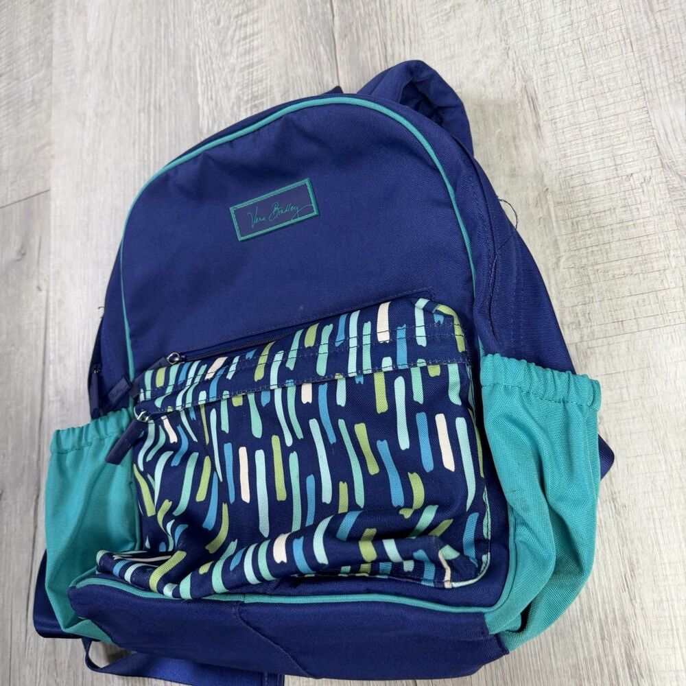 Vera Bradley Katalina Showers Blue Multicolored Medium Backpack School Retired - Picture 3 of 12
